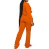 imagePINSV Womens 2 Piece Outfits Casual Sets Long Sleeve Top and Flare Pants Lounge Sets Tracksuit Orange XL