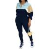 imagePINSV Womens 2 Piece Outfits Lapel Half Zip Long Sleeve Sweatshirts Sweatpants Tracksuit Casual SweatsuitsBlue Apricot