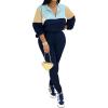 imagePINSV Womens 2 Piece Outfits Lapel Half Zip Long Sleeve Sweatshirts Sweatpants Tracksuit Casual SweatsuitsBlue Apricot