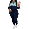imagePINSV Womens 2 Piece Outfits Lapel Half Zip Long Sleeve Sweatshirts Sweatpants Tracksuit Casual SweatsuitsBlue Apricot