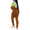 imagePINSV Womens 2 Piece Outfits Lapel Half Zip Long Sleeve Sweatshirts Sweatpants Tracksuit Casual SweatsuitsBlue Brown