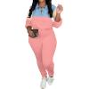 imagePINSV Womens 2 Piece Outfits Lapel Half Zip Long Sleeve Sweatshirts Sweatpants Tracksuit Casual SweatsuitsBlue Pink