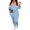 imagePINSV Womens 2 Piece Outfits Lapel Half Zip Long Sleeve Sweatshirts Sweatpants Tracksuit Casual SweatsuitsPink Blue