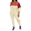 imagePINSV Womens 2 Piece Outfits Lapel Half Zip Long Sleeve Sweatshirts Sweatpants Tracksuit Casual SweatsuitsRed Apricot