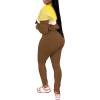 imagePINSV Womens 2 Piece Outfits Lapel Half Zip Long Sleeve Sweatshirts Sweatpants Tracksuit Casual SweatsuitsYellow Brown