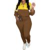imagePINSV Womens 2 Piece Outfits Lapel Half Zip Long Sleeve Sweatshirts Sweatpants Tracksuit Casual SweatsuitsYellow Brown