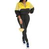 imagePINSV Womens 2 Piece Outfits Lapel Half Zip Long Sleeve Sweatshirts Sweatpants Tracksuit Casual SweatsuitsYellow Gray