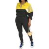 imagePINSV Womens 2 Piece Outfits Lapel Half Zip Long Sleeve Sweatshirts Sweatpants Tracksuit Casual SweatsuitsYellow Gray