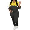 imagePINSV Womens 2 Piece Outfits Lapel Half Zip Long Sleeve Sweatshirts Sweatpants Tracksuit Casual SweatsuitsYellow Gray