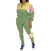 imagePINSV Womens 2 Piece Outfits Lapel Half Zip Long Sleeve Sweatshirts Sweatpants Tracksuit Casual SweatsuitsYellow Green