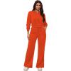 imagePINSV Womens 2 Piece Outfits Lapel Half Zip Sweatshirts Wide Leg Sweatpant Set Sweatsuit TracksuitOrange