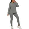 imagePINSV Womens 2 Piece Outfits Long Sleeve Sweatsuits Outfits Jogging Suits Sweat Loungewear SetsSolid Grey