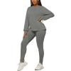 imagePINSV Womens 2 Piece Outfits Long Sleeve Sweatsuits Outfits Jogging Suits Sweat Loungewear SetsSolid Grey