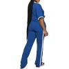 imagePINSV Womens 2 Piece Outfits Sets Casual Short Sleeve Top and Flare Pants Lounge Sets TracksuitBlue