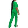 imagePINSV Womens 2 Piece Outfits Sets Casual Short Sleeve Top and Flare Pants Lounge Sets TracksuitGreen