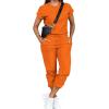 imagePINSV Womens 2 Piece Outfits Tracksuit Sets Short Sleeve Tops Jogger Pants with PocketsOrange