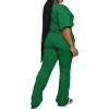 imagePINSV Womens Plus Size Sets 2 Piece Outfits Casual Short Sleeve Top and Flare Pants TracksuitGreen