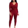 imagePINSV Womens Tracksuits 2 Piece Outfits Sweatsuits Long Sleeve Top Jogger Legging Pants SetsBurgundy