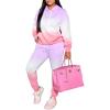 imagePINSV Sweatsuit Outfits For Women 2 Piece Set Casual Jogging Suits Tracksuits Long Sleeve Hoodie Sweatshirts Drawstring Sweatpants Two Piece Sets Purple Pink Gradient L