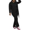 imagePINSV Womens 2 Piece Outfits Casual Sets Long Sleeve Top and Flare Pants Lounge Sets Tracksuit Black XXL