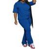 imagePINSV Womens Plus Size Sets 2 Piece Outfits Casual Short Sleeve Top and Flare Pants TracksuitBlue