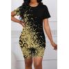 imagePINSV Womens 2 Piece Outfits Summer Printing Bodycon Short Pants Workout Sets27black Leopard Print