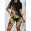 imagePINSV Womens 2 Piece Outfits Summer Printing Bodycon Short Pants Workout Sets27black Leopard Print