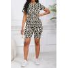 imagePINSV Womens 2 Piece Outfits Summer Printing Bodycon Short Pants Workout Sets29leopard Print