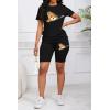 imagePINSV Womens 2 Piece Outfits Summer Printing Bodycon Short Pants Workout Sets31zipper Cute Teddy Print