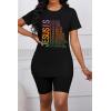 imagePINSV Womens 2 Piece Outfits Summer Printing Bodycon Short Pants Workout Sets32black Letter Print