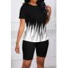 imagePINSV Womens 2 Piece Outfits Summer Printing Bodycon Short Pants Workout Sets5black Line Gradient