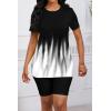 imagePINSV Womens 2 Piece Outfits Summer Printing Bodycon Short Pants Workout Sets5black Line Gradient