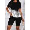 imagePINSV Womens 2 Piece Outfits Summer Printing Bodycon Short Pants Workout Sets5black Line Gradient