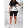 imagePINSV Womens 2 Piece Outfits Summer Printing Bodycon Short Pants Workout Sets5black Line Gradient