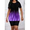 imagePINSV Womens 2 Piece Outfits Summer Printing Bodycon Short Pants Workout Sets5purple Line Gradient