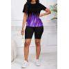 imagePINSV Womens 2 Piece Outfits Summer Printing Bodycon Short Pants Workout Sets5purple Line Gradient