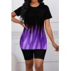 imagePINSV Womens 2 Piece Outfits Summer Printing Bodycon Short Pants Workout Sets5purple Line Gradient
