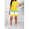 imagePINSV Womens 2 Piece Outfits Summer Printing Bodycon Short Pants Workout Sets5yellow Green Gradient