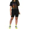 imagePINSV Womens 2 Piece Outfits Summer Printing Bodycon Short Pants Workout Sets32black Letter Print
