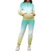 imagePINSV Sweatsuits Women 2 Piece Outfits Casual Jogging Suits Long Sleeve Hoodie Sweatpants Tracksuits SetsBlue Green Gradient