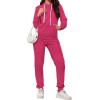 imagePINSV Sweatsuits Women 2 Piece Outfits Casual Jogging Suits Long Sleeve Hoodie Sweatpants Tracksuits SetsRose Red