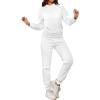 imagePINSV Sweatsuits Women 2 Piece Outfits Casual Jogging Suits Long Sleeve Hoodie Sweatpants Tracksuits SetsWhite