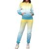imagePINSV Sweatsuits Women 2 Piece Outfits Casual Jogging Suits Long Sleeve Hoodie Sweatpants Tracksuits SetsYellow Blue Gradient