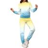imagePINSV Sweatsuits Women 2 Piece Outfits Casual Jogging Suits Long Sleeve Hoodie Sweatpants Tracksuits SetsYellow Blue Gradient