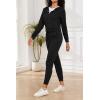 imagePINSV Womens Two Piece Outfits Sweatsuits Sets Long Sleeve Zip Up Hoodie Sweatpants Jogging Suits Casual TracksuitsBlack
