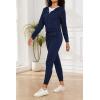 imagePINSV Womens Two Piece Outfits Sweatsuits Sets Long Sleeve Zip Up Hoodie Sweatpants Jogging Suits Casual TracksuitsDark Blue