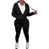 imagePINSV Womens Two Piece Outfits Sweatsuits Sets Long Sleeve Zip Up Hoodie Sweatpants Jogging Suits Casual TracksuitsBlack