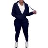 imagePINSV Womens Two Piece Outfits Sweatsuits Sets Long Sleeve Zip Up Hoodie Sweatpants Jogging Suits Casual TracksuitsDark Blue