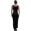 imagePINSV Womens Scoop Neck Bodycon Maxi Dress Stretchy Sleeveless Summer Tank Dress Sexy Party Club Beach SundressBlack
