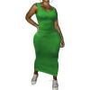 imagePINSV Womens Scoop Neck Bodycon Maxi Dress Stretchy Sleeveless Summer Tank Dress Sexy Party Club Beach SundressGreen